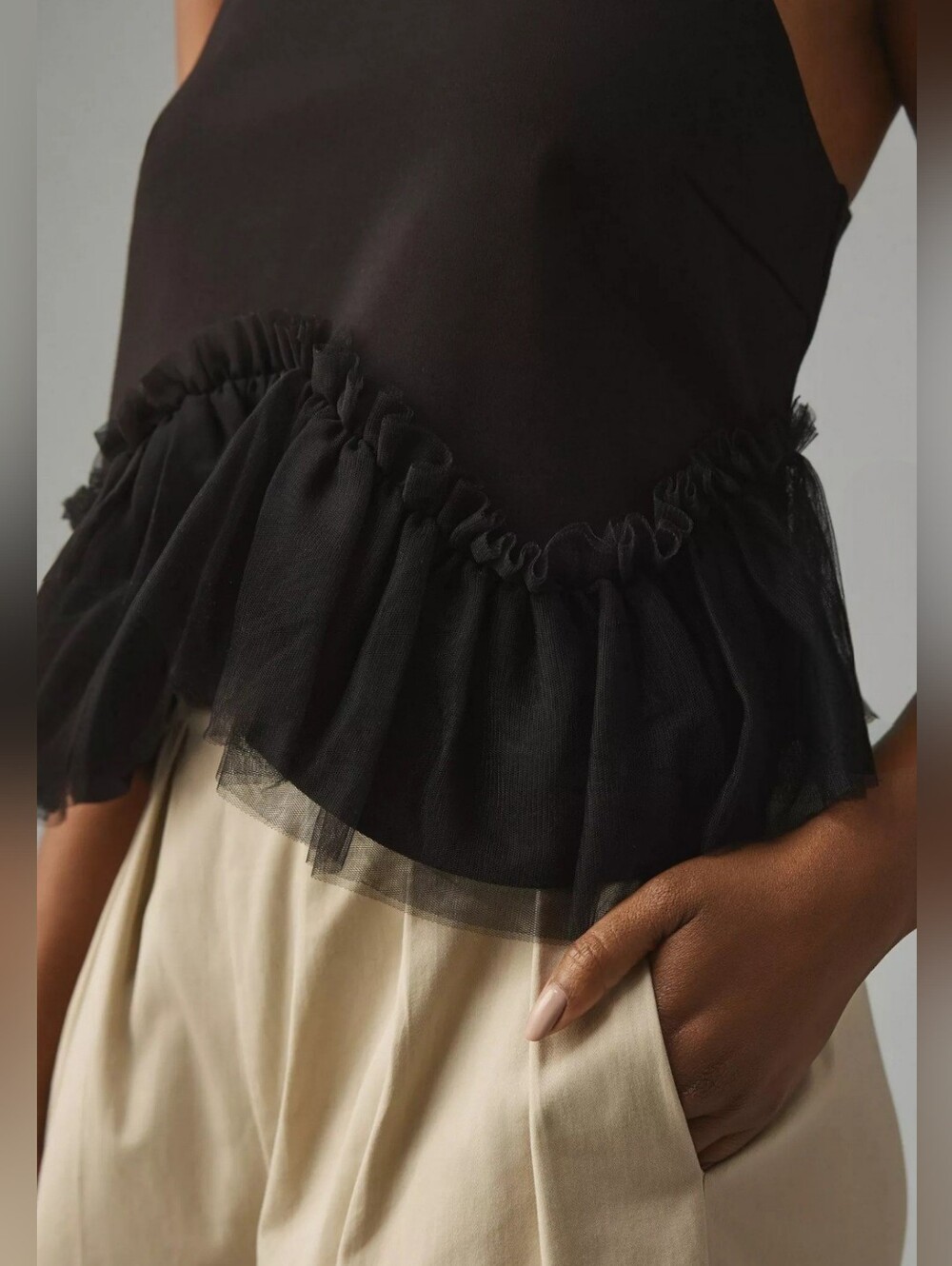 Anthropologie Sunday in Brooklyn Tulle-Hem Ponte Tank-Black - Picture 2 of 8